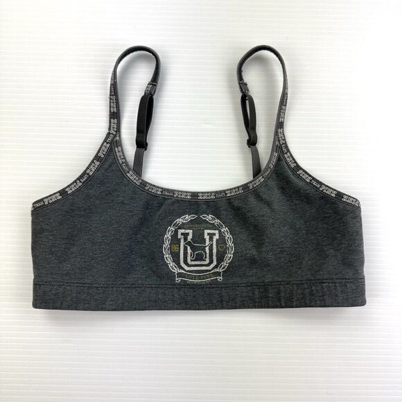 Victoria’s Secret PINK Team Gray Sports Bra Bralette Small Adjustable Straps - Picture 2 of 8